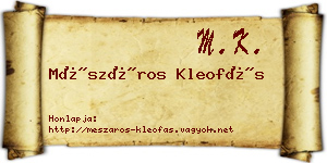 Mészáros Kleofás névjegykártya